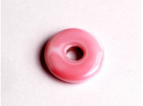 skleněný donut bílo-růžový
